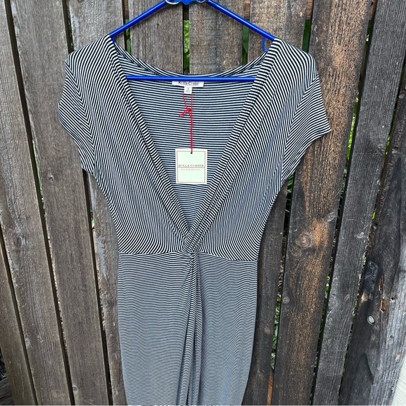 Rolla Coster Black & White Striped Twist Front Dress NWT Sz S - Picture 2 of 11